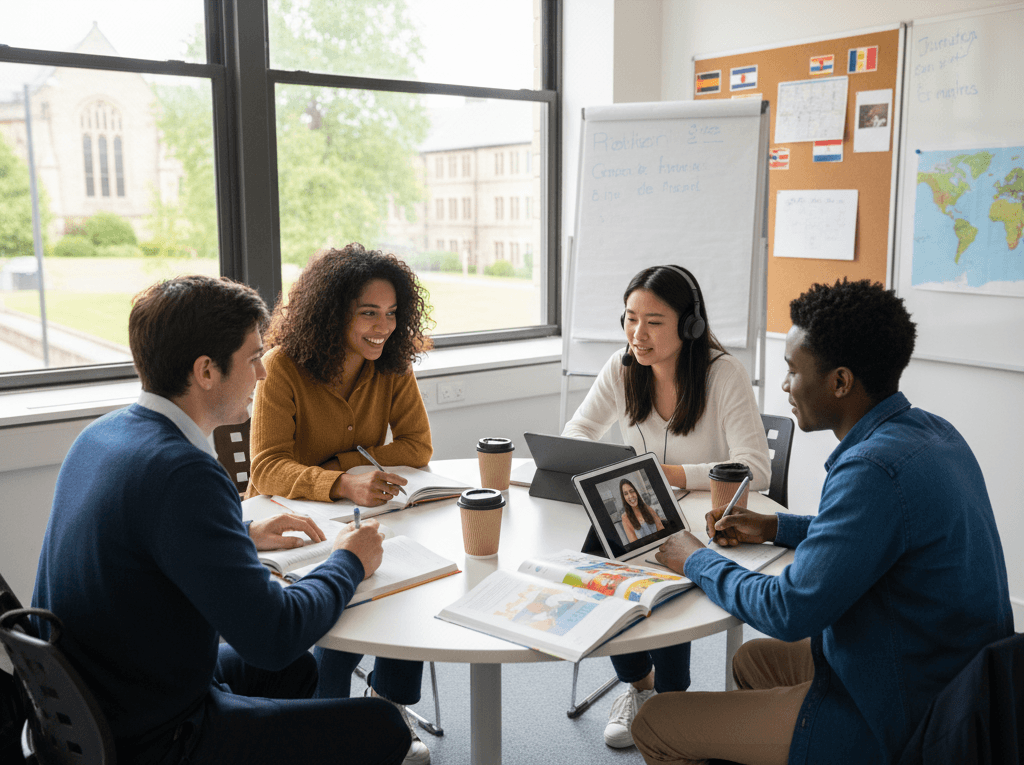 Estudiantes aprendiendo idiomas